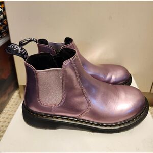 Dr. Martens 2976Y Metallic Pink Leather Glitter Gore Chelsea Boots Womens 7/38
